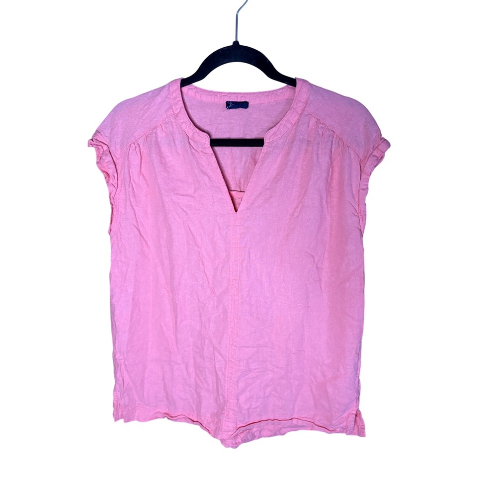 Splendid Womens Pink Linen Blend V-Neck Cap Sleeve Blouse Top S